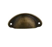 Funver 12 Pcs Vintage Shell Cup Pull Handles, Antique Brass Drawer Pulls 65mm Hole Centre for Kitchen Cabinets Dresser Cupboard Doors, Retro Half Moon Metal Knobs with Screws