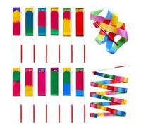 Funver 12PCS Rhythmic Gymnastics Ribbons, 2M Dance Streamers with Baton Sticks, Rainbow Performance Ribbons for Artistic Movement Training, Dance Practice, Stage Performance and Visual Displays