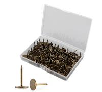 Funver 150pcs Heavy Duty Thumb Tacks, 11mm Alloy Flat Head Push Pins with Storage Case, Decorative Upholstery Tacks for Cork Notice Boards, Wood Fabric, Bulletin Boards, Office DIY Projects Bronze