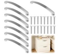 Funver 160MM Hole Centre 8-Piece Aluminum Cabinet Handles, Brushed Nickel Drawer Pulls with Screws, Modern D-Shaped Kitchen Cupboard Handles and Wardrobe Handles for Furniture Drawers and Doors