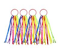 Funver 4PCS Rainbow Dance Ribbons, 45cm Colorful Gymnastics Rhythm Ribbons with Sticks, Sensory Streamers for Performance Training and Creative Movement Play