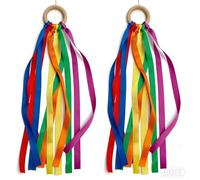 Funver 4PCS Rainbow Dance Ribbons, 45cm Colorful Gymnastics Rhythm Ribbons with Sticks, Sensory Streamers for Performance Training and Creative Movement Play (Red+yellow)