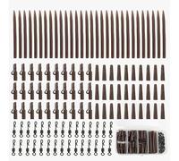 Funver 60 Pcs Carp Fishing Safety Lead Clips Kit with Anti Tangle Sleeves Tail Rubbers & Quick Change Swivels for Small Medium Weights, Fishing Tackle Set Complete Action Pack in Storage Box (Brown)