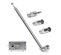 Funver 75 Ohm Telescopic DAB FM Radio Aerial Antenna, 7-Section Indoor FM/DAB Antenna with F-Type Male Plug & 3 Adapters for Hifi Stereo, AV Receiver, Table Top Radio, Mini System (Silver)