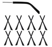 Funver 8 Pairs Silicone Temple Tips for Eyeglasses, Anti-Slip Glasses Arm Covers Replacement for Thin Metal Frame Glasses, Soft Comfortable Eyewear Ear Grips and Nose Pad Accessories Black