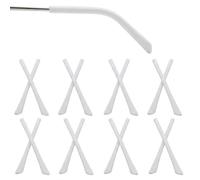 Funver 8 Pairs Silicone Temple Tips for Eyeglasses, Anti-Slip Glasses Arm Covers Replacement for Thin Metal Frame Glasses, Soft Comfortable Eyewear Ear Grips and Nose Pad Accessories (White)