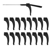 Funver 8 Pairs Silicone Temple Tips for Eyeglasses, Anti-Slip Glasses Arm Covers Replacement for Thin Metal Frame Glasses, Soft Comfortable Eyewear Ear Grips and Nose Pad Accessories (Black A)
