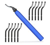 Funver Deburring Tool with 10 Replacement Blades, Blue Aluminum Handle Burr Removal Tool for Metal Plastic Copper Pipes, 360° Rotatable Edge Trimming Tool for DIY and Professional Use