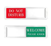 Funver Do Not Disturb Door Sign with Sliding Indicator, 7x2 Inch Privacy Sliding Door Sign for Office Bathroom Conference Room with Magnetic and Adhesive Mounting Options, Silver and Red Design
