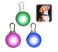 Funver Dog Collar Lights for Night Walking, 3 Pack Flashing Dog Collar Light, Clip-On Waterproof Pet Safety Light for Running, Camping, Hiking - Blue, Pink, Green (Button Cell Version)