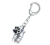 Funver Mini Cremation Urn Keychain, Stainless Steel Memorial Ashes Holder and Keepsake Jewelry for Loved Pets, Small Angel Wing Design Urn Pendant for Dog Cat Pet with Sealing Capsule and Funnel