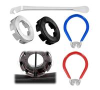 Funver Universal Bicycle Spoke Wrench Set, 5PCS Portable Spoke Tool with Tire Lever & Rim Correct Kit, High-Strength Steel Wheel Tension Adjust Tool for 10-15 Gauge Cycling Wheel Repair and Maintenanc