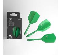 FunVision Aero Integrated Dart Flights and Shafts, Special Shape, Professional 2-in-1 Molded Dart Wings, Perfect 90-Degree Angle for Stable, High-Performance (2BA, 3pcs, Medium, Green)