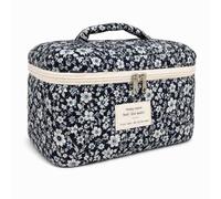 Funvolution Mahjong Tile Bag for 166 American Mahjong Tiles (1.2-Inch), Cream Multicolor Floral Dotted Quilted Fabric Zippered Storage Pouch, Soft Carry Bag, Empty Bag Only (Black Vine Floral)