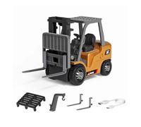 Funwetrike 1/64 Scale RC Forklift Truck, 2.4G 10KM/h Full-Proportional Remote Control Forklift with Cargo Hook, Forks and Pallet, RC Construction Vehicles, Gift for Boys and Girls