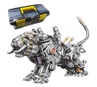 Funwetrike 3D Metal Puzzles for Adults, Steampunk Mechanical Bengal Tiger Metal Jigsaw with Light and Tool, Home Decor Creative Birthday Gift (700+PCS)