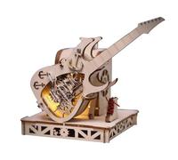 Funwetrike 3D Wooden Model Kits, Guitar Music Box Mechanical Transmission Wooden Model for Adult to Build, Home Decoration Christmas Birthday Gift (150PCS)