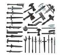 Funwetrike Medieval Weapon Pack Accessories Kit, Medieval Knight Mini Characters Weapon Pack Kit Include Bow, Sword, Shield, Spear, Axe, Compatible with Major Brand (30PCS)