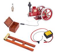 Funwetrike Metal Engine Model Kit, RETROL HM-01 7cc Hit and Miss Engine with Base Equipment Box+Fuel Tank+Oil Pipe+CDI Igniter+Spark Plug, Science Engine Kit Birthday Gift (KIT Version)