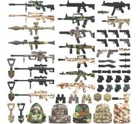 Funwetrike Military Weapons Building Blocks Set, Military Pistol & Gun Kit for Soldier Figures Bricks, Weapon Accessories 59 Pieces, Compatible with Major Brand