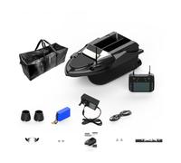 Funwetrike RC Bait Boats, V080 800m Remote Control Fishing Bait Boat 3kg Loading with GPS Positioning, Auto Cruise, LED Light and Handbag (Black)