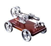 Funwetrike Stirling Engine Model Kit, DIY Stirling Engine Car Stem Steam Model Set with Solid Wood Baseplate,Fun Educational Science Experiment Kit