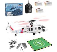 Funwetrike WL K270 RC Helicopter, 2.4G 4CH 170-Class 4-Rotor Flybarless Military Helicopter Model with Optical Flow Positioning and One-key Takeoff/landing, L/R Throttle Adjustable (3 Batteries)
