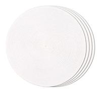 FunWheat Braided Round Placemats for Dining Tables Set of 4 Woven Washable Non-Slip Placemats 15 Inch (White, 4 Pieces)