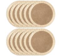 FunWheat Burlap Round Braided Placemats Set of 12 for Dining Tables 15 Inch Heat Resistant Jute Table Mats Farmhouse Woven Fabric Natural Place mats for Decoration with Tassel(Beige)