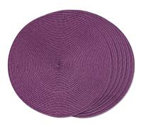 FunWheat Placemats Round Braided Placemats for Dining Room Tables Washable Non-Slip 15 inch Set of 6 (Purple)