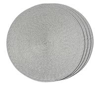 FunWheat Round Braided Placemats Set of 4 Table Mats for Dining Tables Woven Washable Non-Slip Place mats 15inch (Grey, 4pcs)