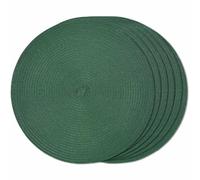 FunWheat Round Braided Placemats Set of 6 Place mats for Dining Tables Woven Heat Resistant Table Mats 15 inch (Dark Green)