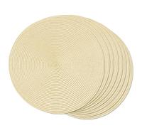 FunWheat Round Braided Placemats Set of 8 Place Mats for Dining Table Woven Washable Non-Slip Table Mats 15 Inch(Ivory,8pcs)