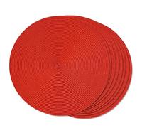 FunWheat Round Braided Placemats Set of 8 Place Mats for Dining Table Woven Washable Non-Slip Table Mats 15 Inch(Red,8pcs)