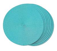 FunWheat Round Braided Placemats Set of 8 Place Mats for Dining Table Woven Washable Non-Slip Table Mats 15 Inch(Turquoise,8pcs)