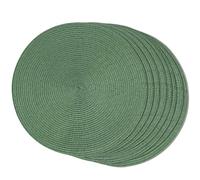 FunWheat Round Braided Placemats Set of 8 Place Mats for Dining Table Woven Washable Non-Slip Table Mats 15 Inch(Green,8pcs)