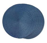 FunWheat Round Braided Placemats Set of 8 Place Mats for Dining Table Woven Washable Non-Slip Table Mats 15 Inch(Blue,8pcs)