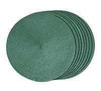 FunWheat Round Braided Placemats Set of 8 Table Mats for Dining Tables Woven Washable Non-Slip Place mats 15 inch(Black Green,8pcs)