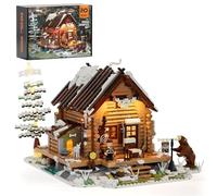 FUNWHOLE Hunting-Cabin Lighting Building-Bricks Set - Retro Hunting Cabin LED Light Construction Building Model Set 2036 Pcs for Adults and Teen