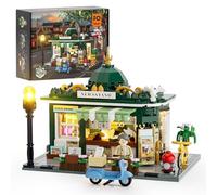 FUNWHOLE Newsstand Lighting Building Bricks Set - City Town Life Newsstand LED Light Construction Building Model Set 556 Pcs for Adults and Teen