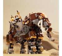 FUNWHOLE Steampunk Mechanical Elephant Kit with LED Light - 1700+ Clamping Blocks Mechanical Animal Model, Fantasy Desert Adventure with Alchemist & Guardian, Steam Engine Series for Adults