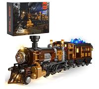 FUNWHOLE Train Lighting Building Set - Steampunk Ore Train LED Light Building Bricks Set 1056 Pieces for Adults and Teens