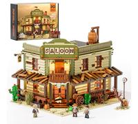 FUNWHOLE Western-Saloon Lighting Building-Bricks Set - The Old West Saloon LED Light Construction Building Model Set 2026 Pcs for Adults and Teen, F9021