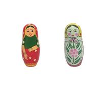Funwood Games Indian Traditional Wooden Nesting Doll & Russian Matryoshka Wooden Dolls- Set 2