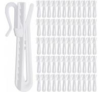 FunWorth 60 Pcs Pinch Pleat Curtain Hooks Plastic Adjustable Drapery Pins 7cm*3cm*2.5cm for Pleated Drapes Window Door Shower Curtains White Lightweight (White-60Pcs, 7cm)