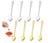 FunWorth 8-Pack Mini Stainless Steel Spoons for Spice Jars, 7.5cm Tiny Salt & Protein Scoops, Small Kitchen Utensils for Spices, Supplements, Honey, Coffee, (Gold and Silver)