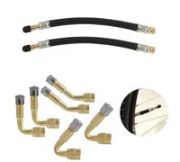 FunWorth 8PCS Tyre Valve Extension Set, 180mm Flexible Rubber Tyre Valve Extender with 2 x 45/90/135 Degree Brass Valve Stem Extensions and Caps for Car, Motorcycle, Bike, Truck and Motorhome