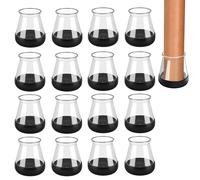 FunWorth Chair Leg Floor Protectors Round, 16 Pack Clear Silicone Chair Leg Covers for 13-20mm Legs, Non-Slip Felt Furniture Protectors for Hardwood Floors, Noise and Scratch Reduction