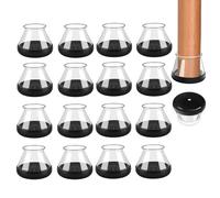 FunWorth Chair Leg Floor Protectors Round, 16 Pack Clear Silicone Chair Leg Covers for 30-40mm Legs, Non-Slip Felt Furniture Protectors for Hardwood Floors, Noise and Scratch Reduction