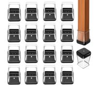 FunWorth Chair Leg Floor Protectors Square, 16 Pack Clear Silicone Chair Leg Covers for 13-19mm Legs, Non-Slip Felt Furniture Protectors for Hardwood Floors, Noise and Scratch Reduction